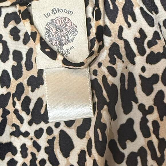 In Bloom by Jonquil Leopard Black Lace trim Short Robe Small - Picture 3 of 3